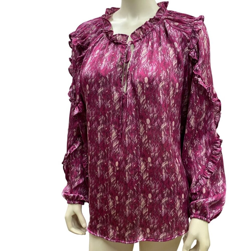 OPHELIA ROE LONG SLEEVE‎ RUFFLE NECK KEYHOLE 1X NWT